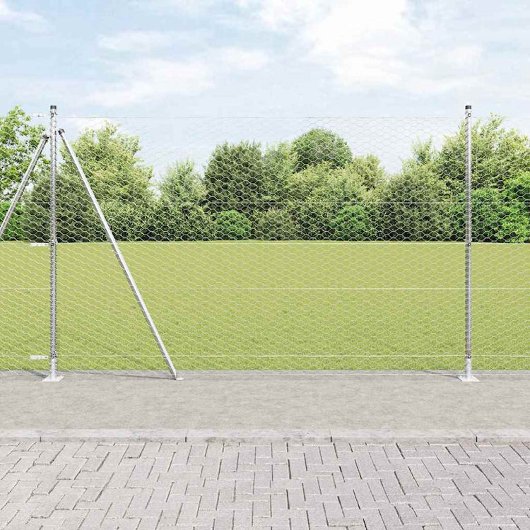 Vidaxl poteau de clôture argent 25 x 1,4 m (maille 36 mm) acier