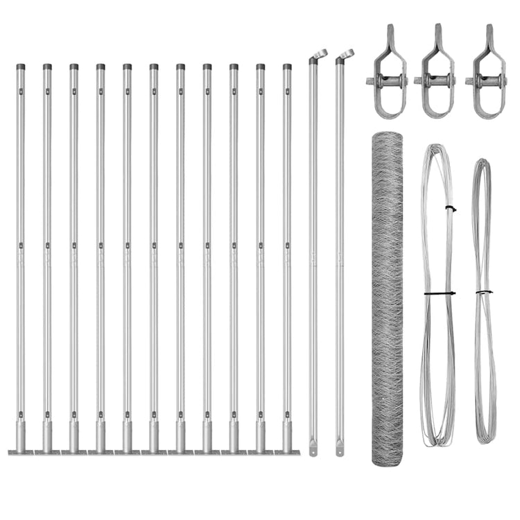 Vidaxl poteau de clôture argent 25 x 1,4 m (maille 36 mm) acier