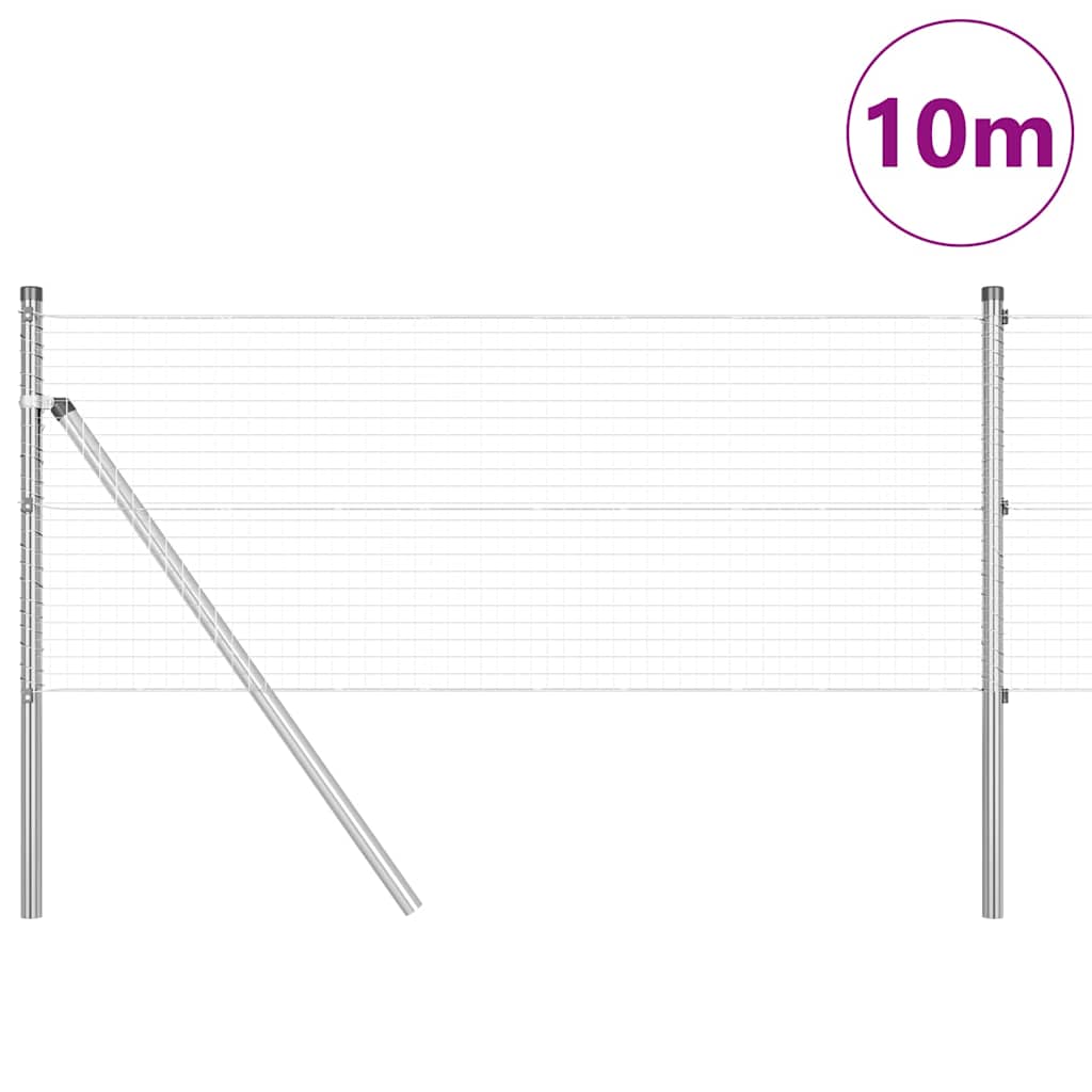 Vidaxl poteau de clôture argent 10 x 0,4 m (maille 25 x 25 mm) acier