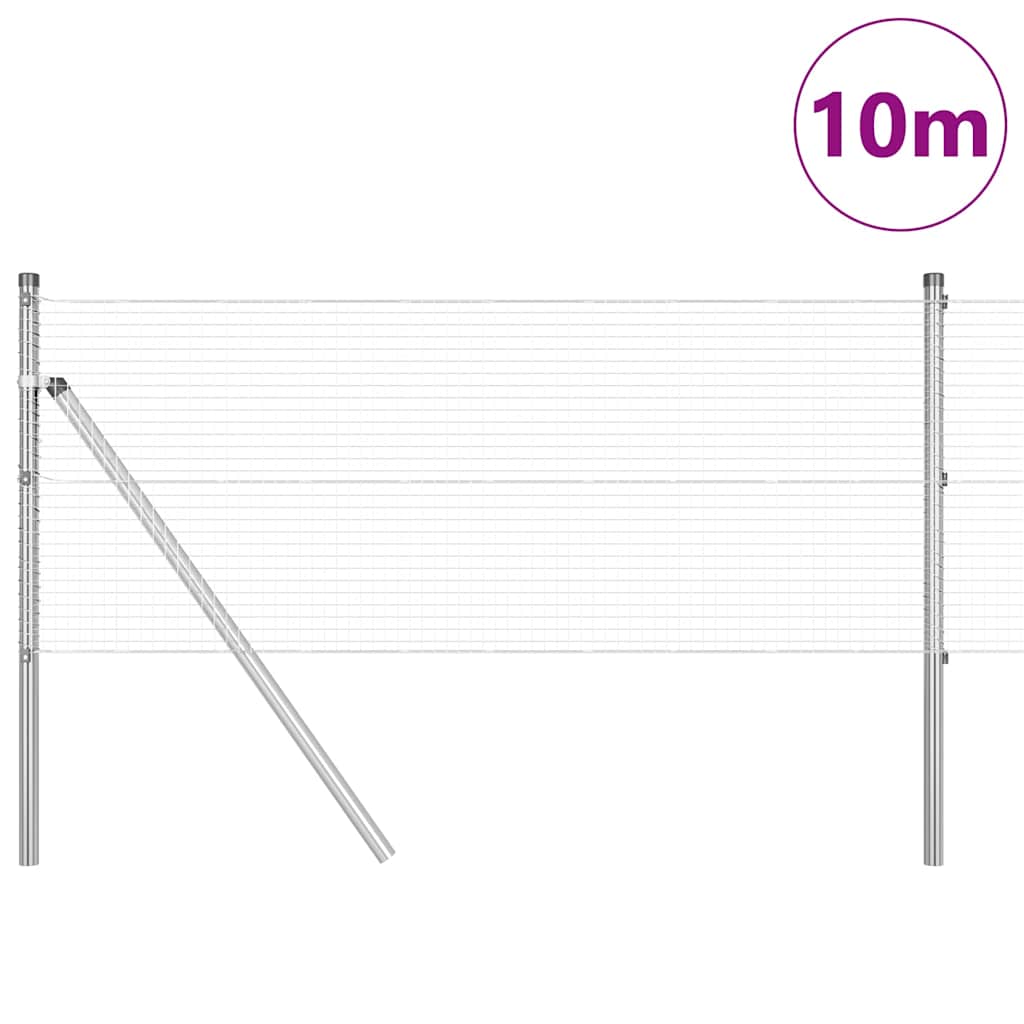 Vidaxl poteau de clôture argent 10 x 0,8 m (maille 19 x 19 mm) acier