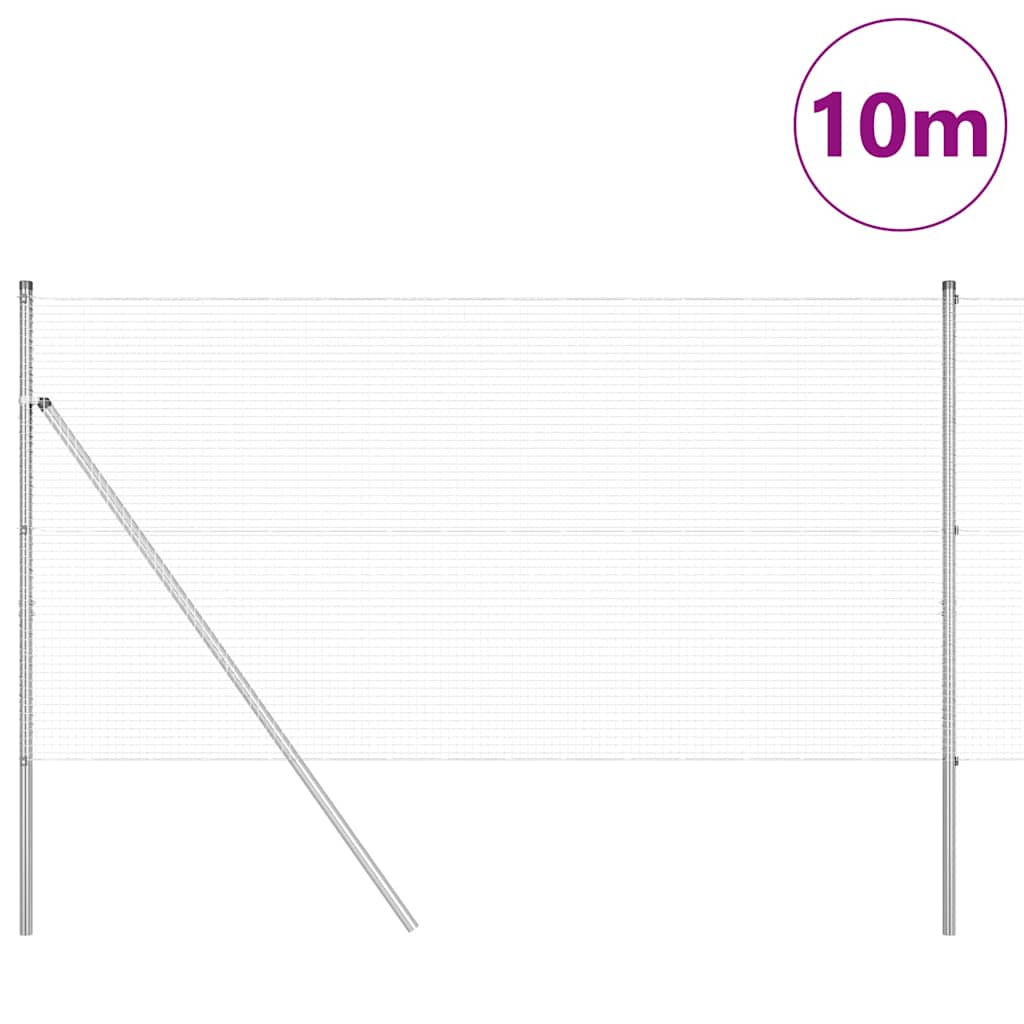 Vidaxl poteau de clôture argent 10 x 1 m (maille 19 x 19 mm) acier