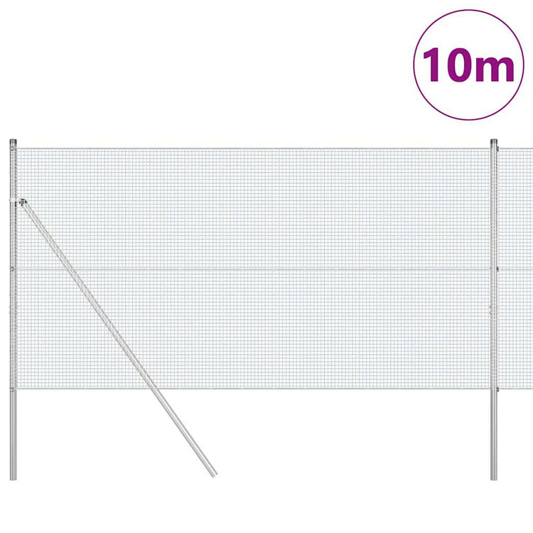 Vidaxl poteau de clôture argent 10 x 1,2 m (maille 16 x 16 mm) acier