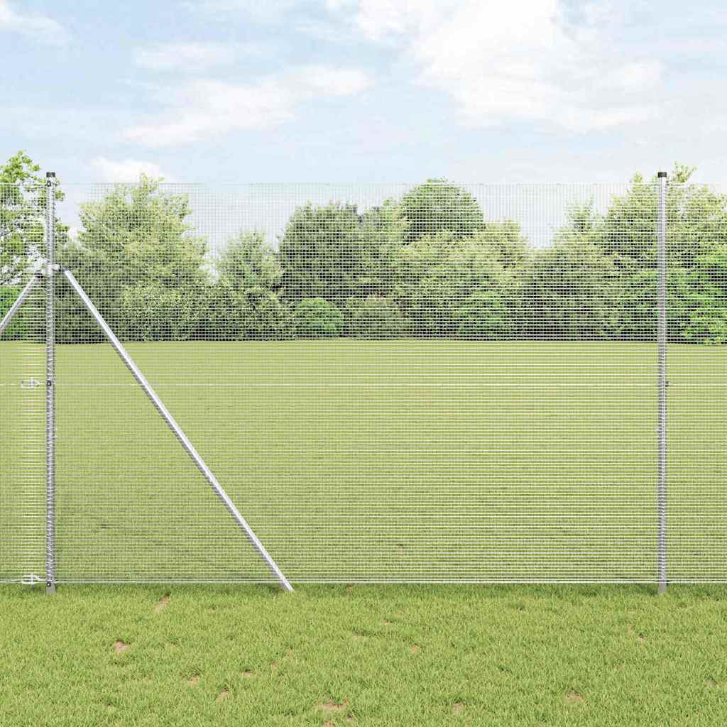 Vidaxl poteau de clôture argent 10 x 1,5 m (maille 12 x 12 mm) acier