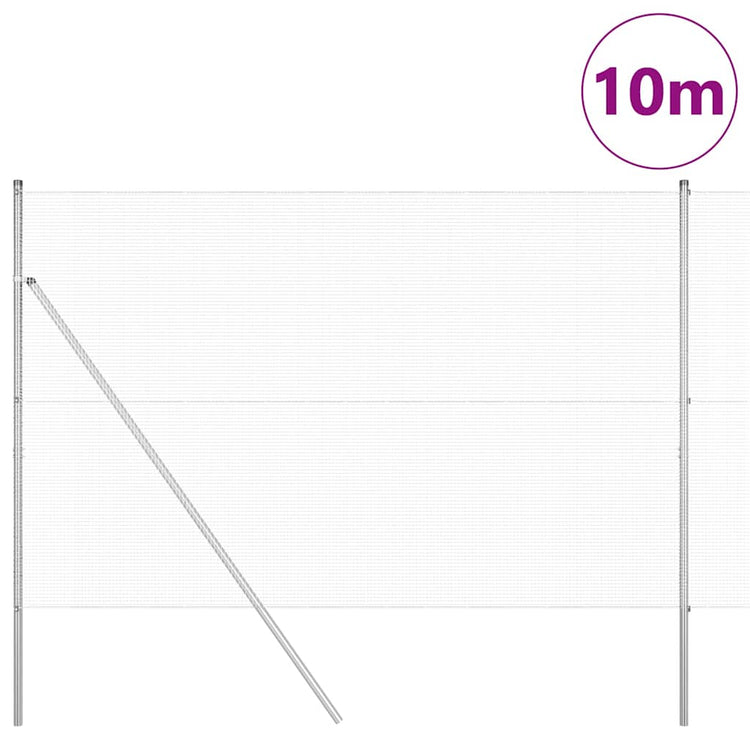 Vidaxl poteau de clôture argent 10 x 1,5 m (maille 12 x 12 mm) acier