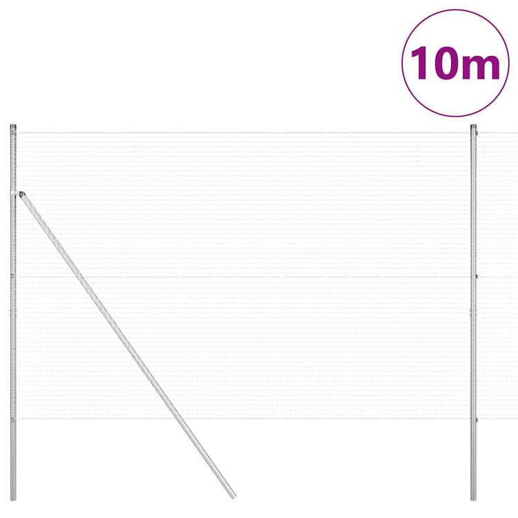 Vidaxl poteau de clôture argent 10 x 1,6 m (maille 25 x 25 mm) acier