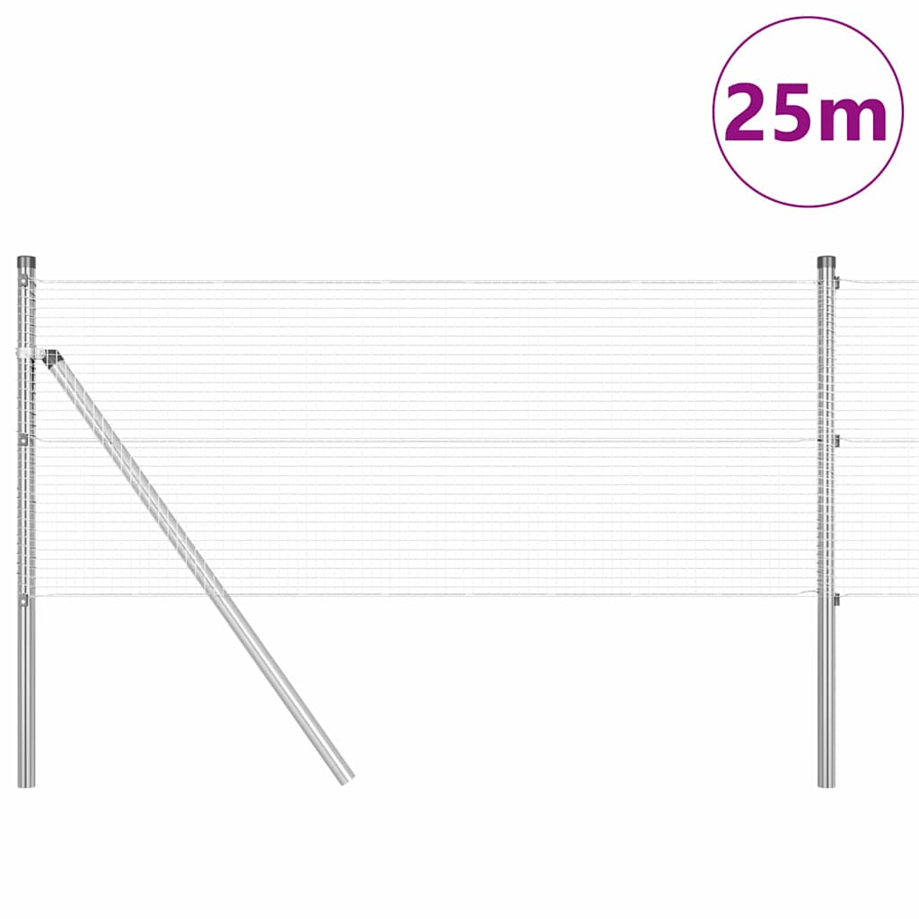 Vidaxl poteau de clôture argent 25 x 0,4 m (maille 16 x 16 mm) acier