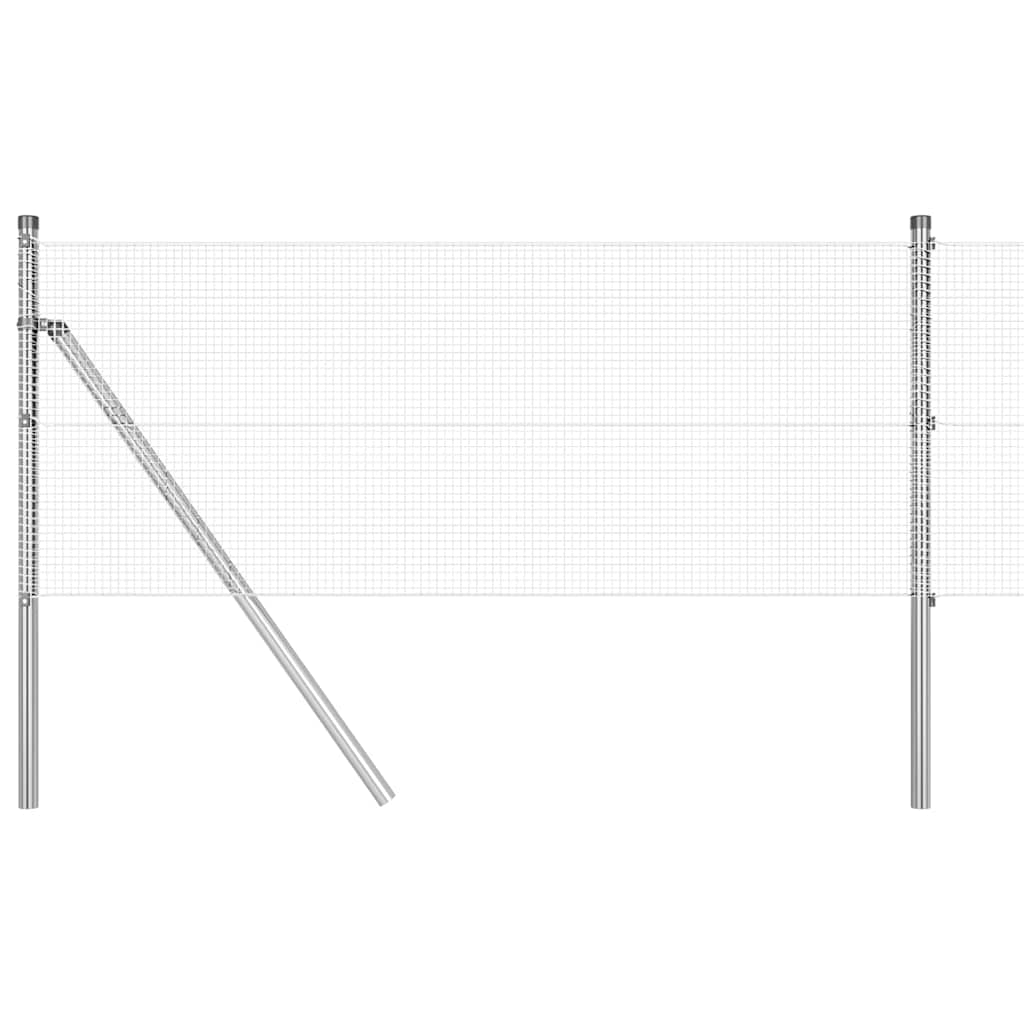 Vidaxl poteau de clôture argent 25 x 0,5 m (maille 12 x 12 mm) acier