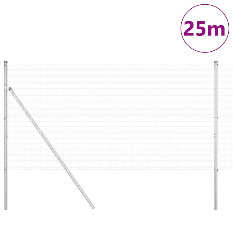 Vidaxl poteau de clôture argent 25 x 1,2 m (maille 25 x 25 mm) acier