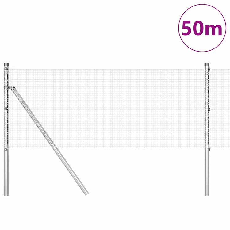 Vidaxl poteau de clôture argent 50 x 0,4 m (maille 12 x 12 mm) acier