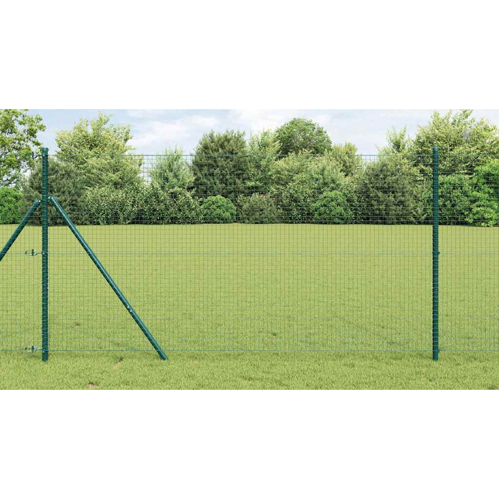 Vidaxl poteau de clôture vert 10 x 1 m (maille 25 x 25 mm) acier