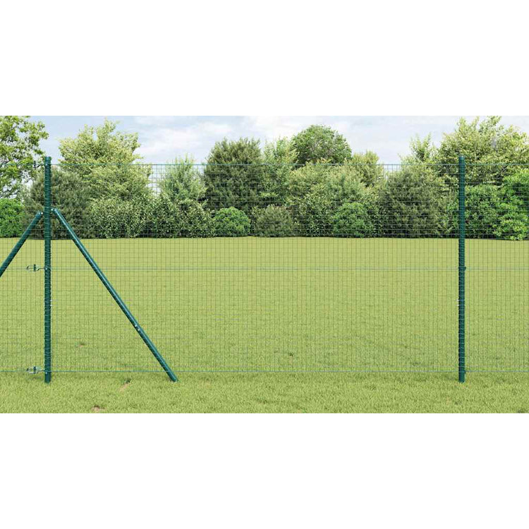 Vidaxl poteau de clôture vert 10 x 1 m (maille 25 x 25 mm) acier