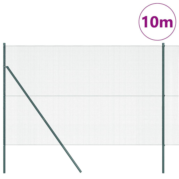 Vidaxl poteau de clôture vert 10 x 1,5 m (maille 12 x 12 mm) acier