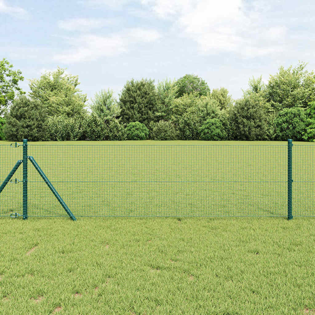 Vidaxl poteau de clôture vert 25 x 0,5 m (maille 19 x 19 mm) acier