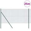 Vidaxl poteau de clôture vert 25 x 1 m (maille 16 x 16 mm) acier