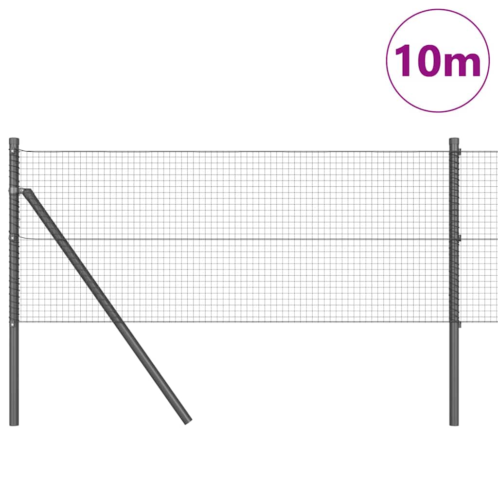 Vidaxl poteau de clôture gris 10 x 0,5 m (maille 19 x 19 mm) acier