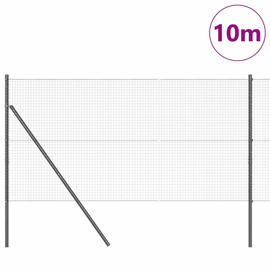 Vidaxl poteau de clôture gris 10 x 1 m (maille 25 x 25 mm) acier