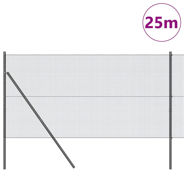 Vidaxl poteau de clôture gris 25 x 1 m (maille 16 x 16 mm) acier