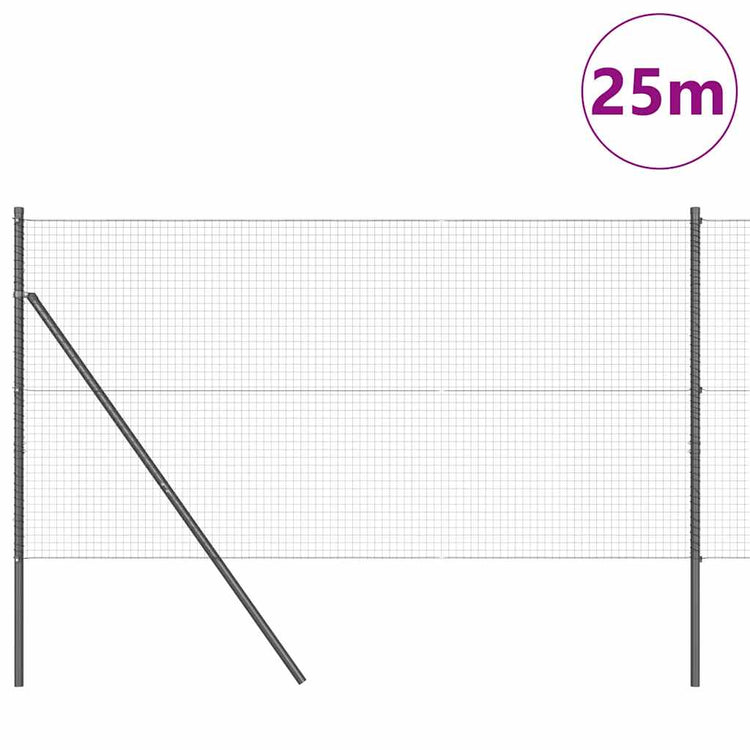 Vidaxl poteau de clôture gris 25 x 1 m (maille 25 x 25 mm) acier