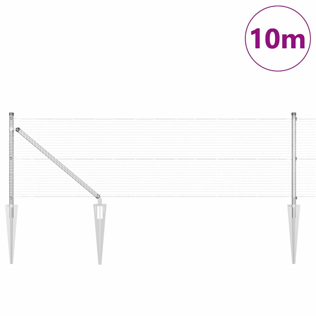 Vidaxl poteau de clôture argent 10 x 0,4 m (maille 19 x 19 mm) acier