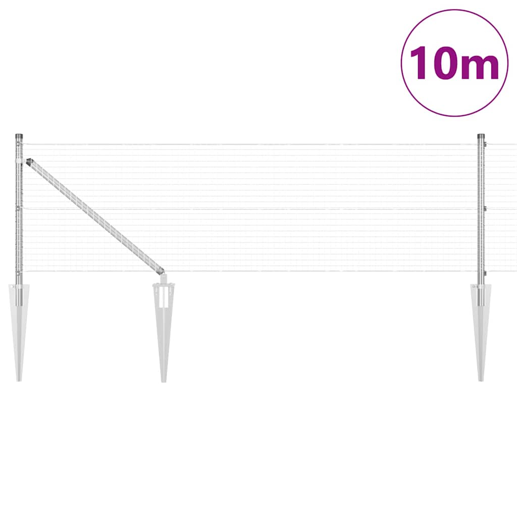 Vidaxl poteau de clôture argent 10 x 0,4 m (maille 25 x 25 mm) acier