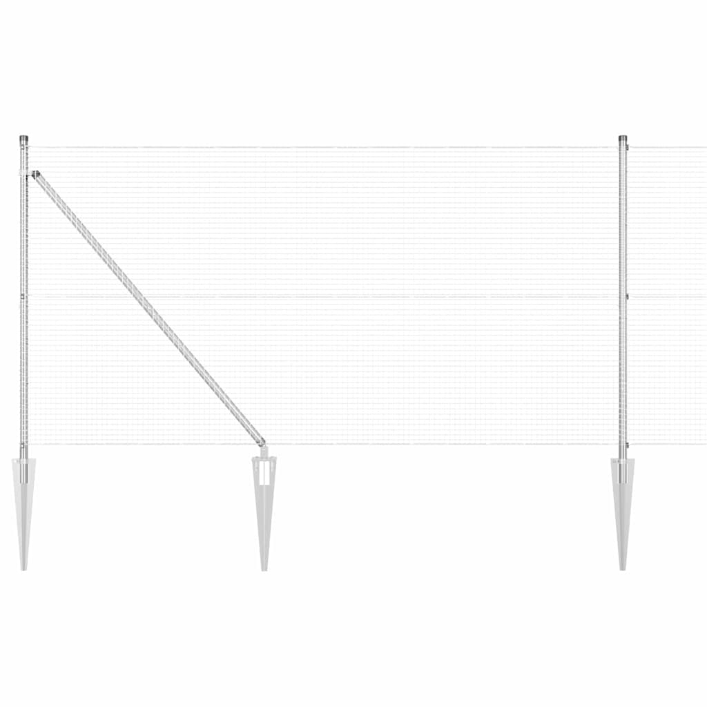 Vidaxl poteau de clôture argent 10 x 0,8 m (maille 19 x 19 mm) acier