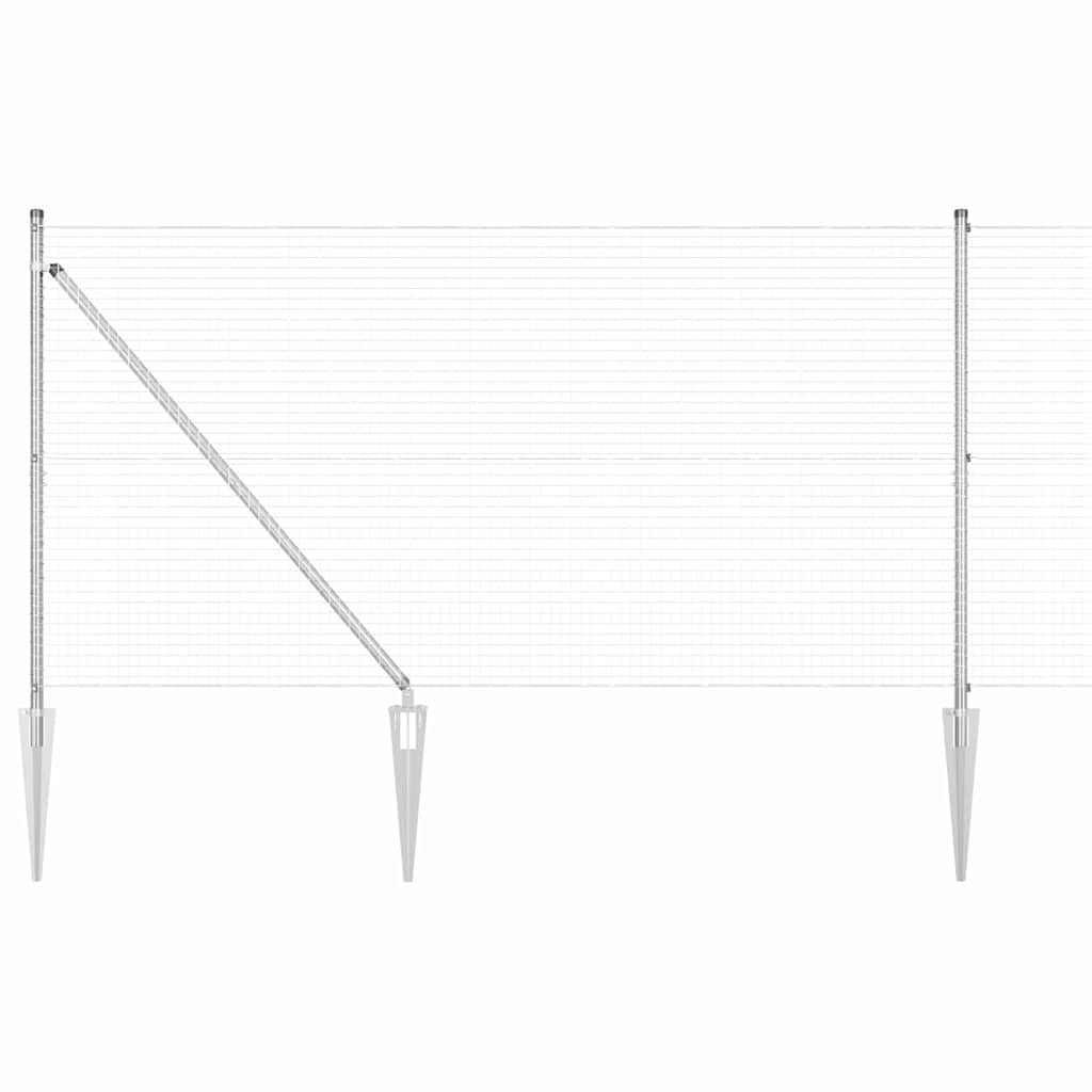 Vidaxl poteau de clôture argent 10 x 0,8 m (maille 25 x 25 mm) acier