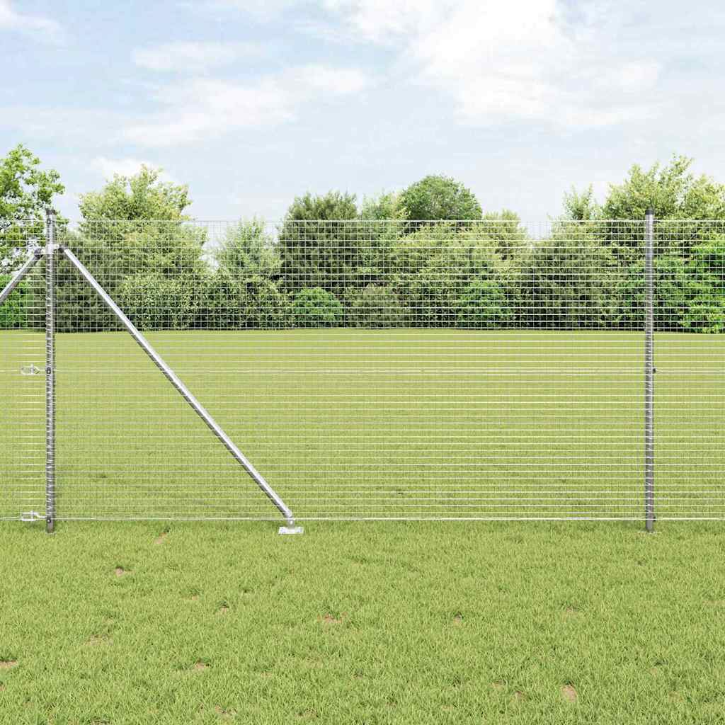 Vidaxl poteau de clôture argent 10 x 1 m (maille 25 x 25 mm) acier