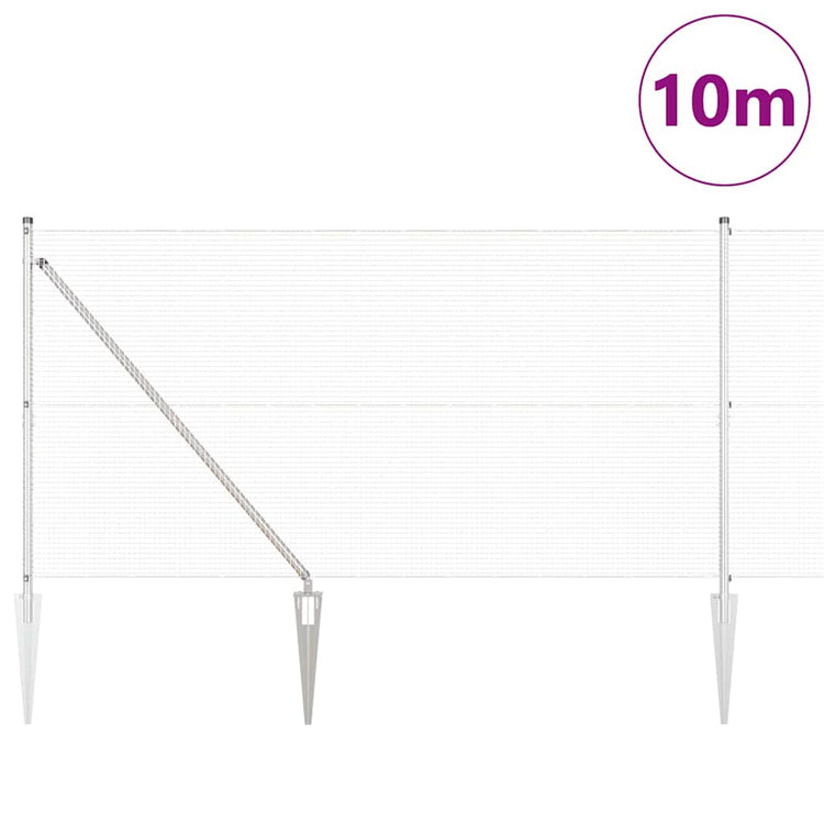 Vidaxl poteau de clôture argent 10 x 1,2 m (maille 16 x 16 mm) acier
