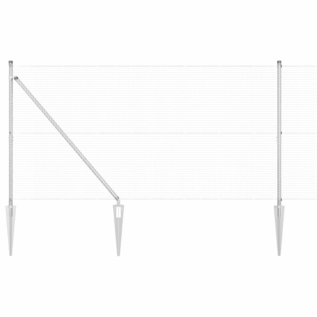 Vidaxl poteau de clôture argent 10 x 1,2 m (maille 19 x 19 mm) acier