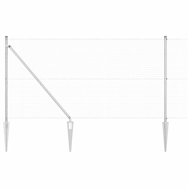 Vidaxl poteau de clôture argent 10 x 1,2 m (maille 25 x 25 mm) acier