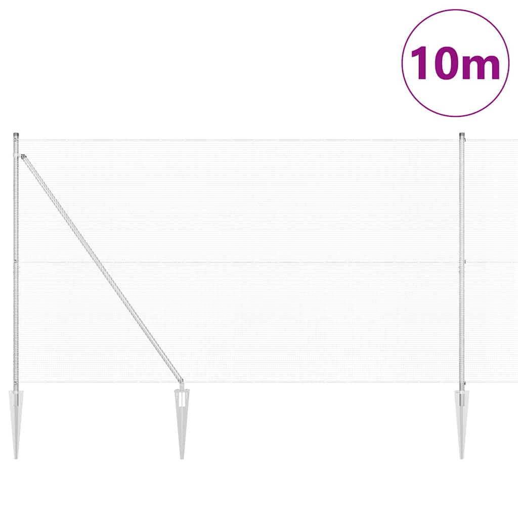 Vidaxl poteau de clôture argent 10 x 1,5 m (maille 12 x 12 mm) acier