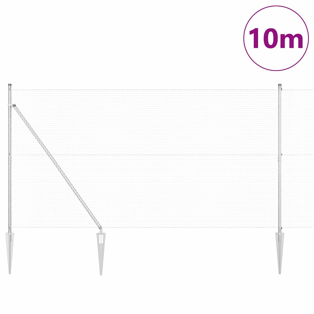 Vidaxl poteau de clôture argent 10 x 1,5 m (maille 19 x 19 mm) acier