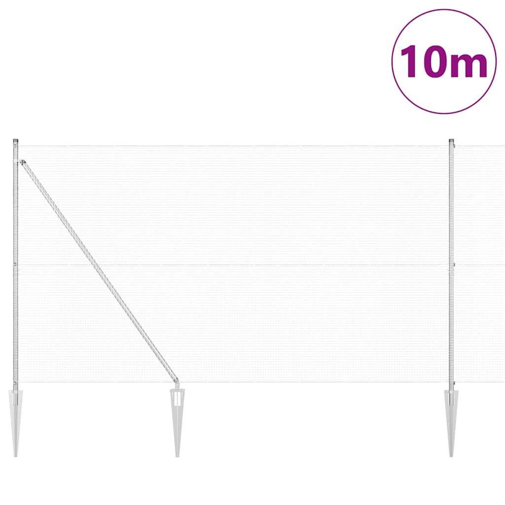 Vidaxl poteau de clôture argent 10 x 1,6 m (maille 16 x 16 mm) acier
