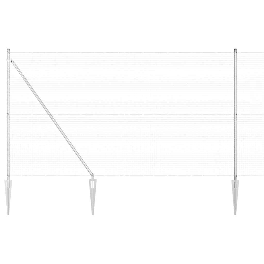 Vidaxl poteau de clôture argent 10 x 1,6 m (maille 25 x 25 mm) acier