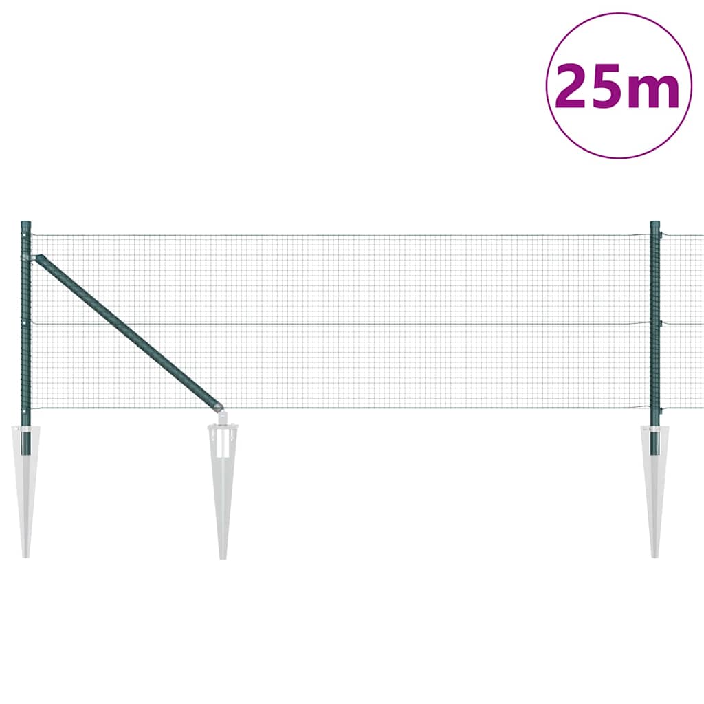Poteau de clôture Vidaxl vert 25 x 0,4 m (maille 16 x 16 mm)
