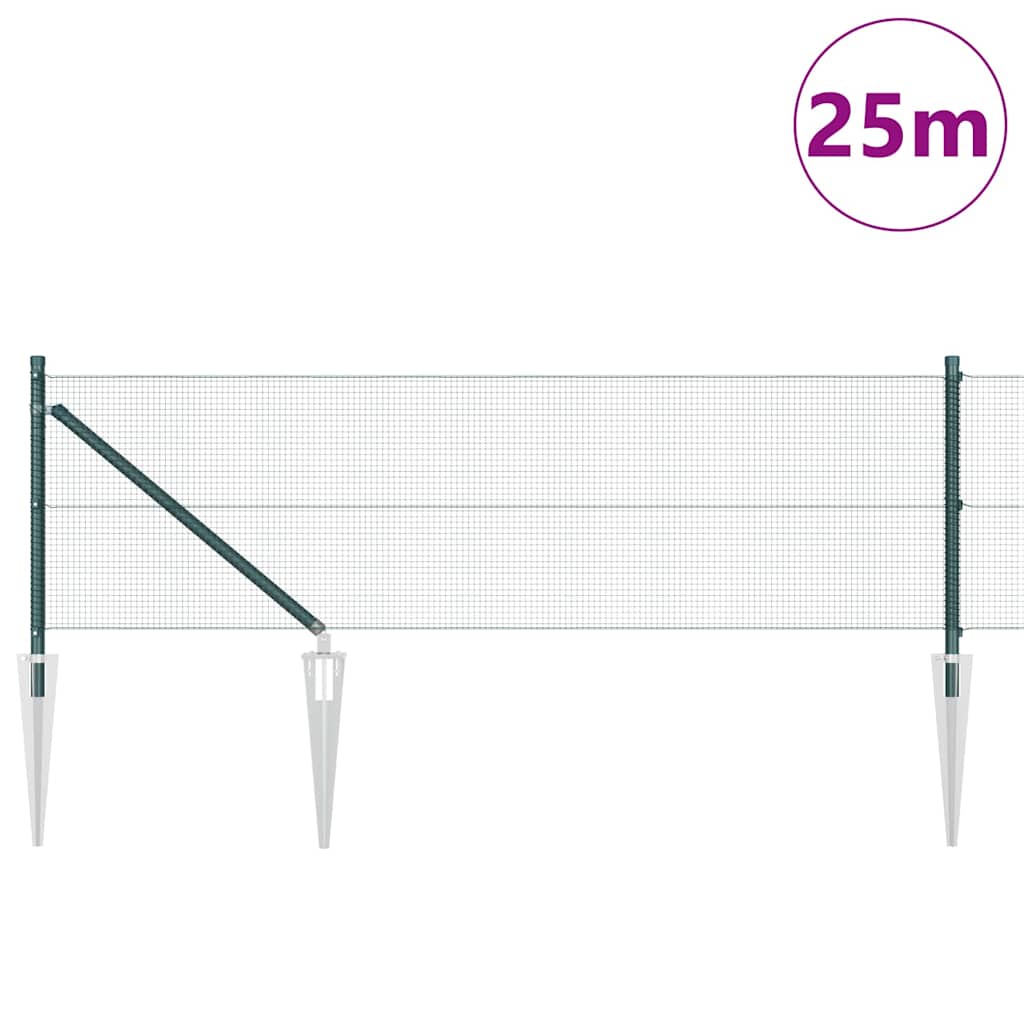 Poteau de clôture Vidaxl vert 25 x 0,6 m (maille 12 x 12 mm)
