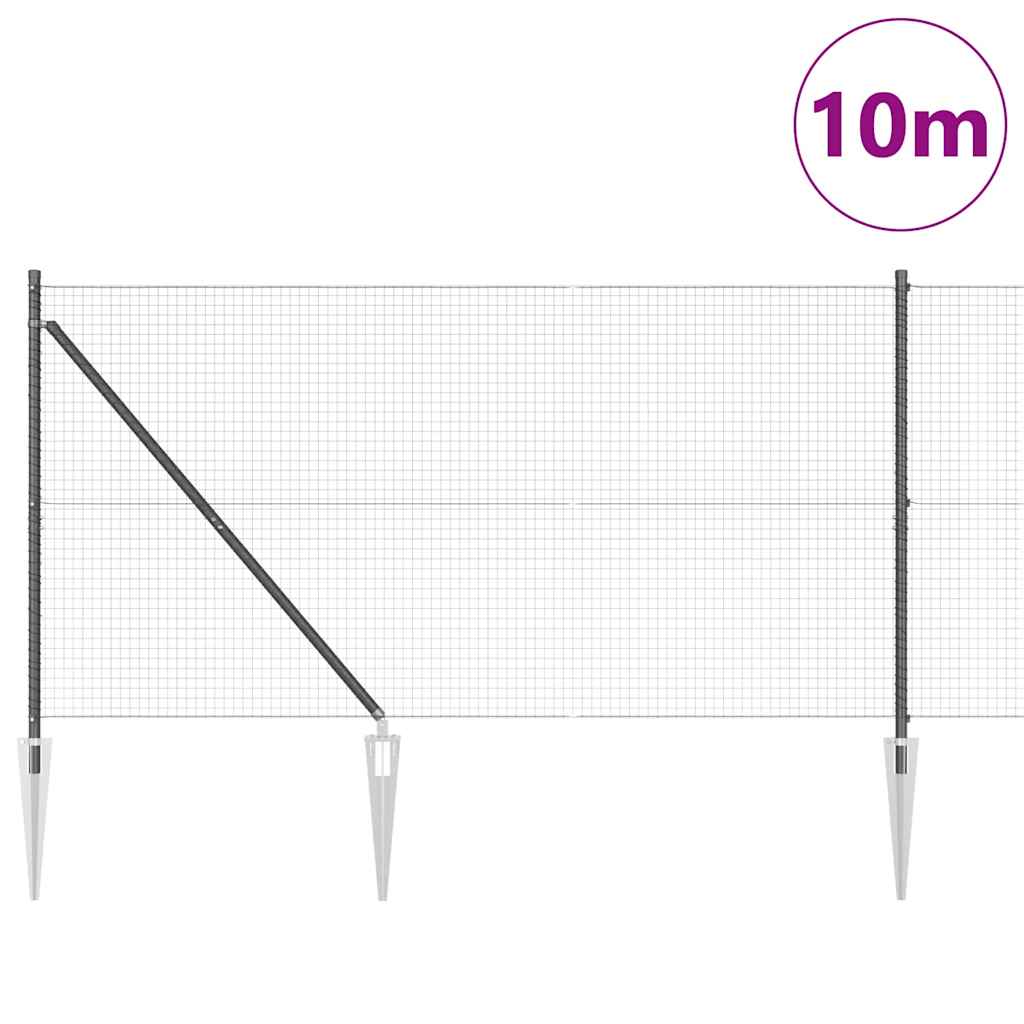 Poteau de clôture Vidaxl gris 10 x 1,4 m (maille 25 x 25 mm)