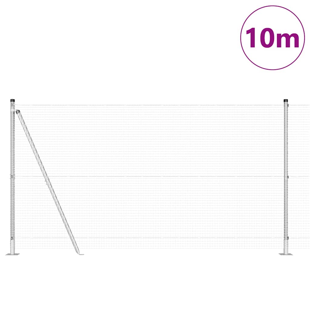 Vidaxl poteau de clôture argent 10 x 1,2 m (maille 19 x 19 mm) acier