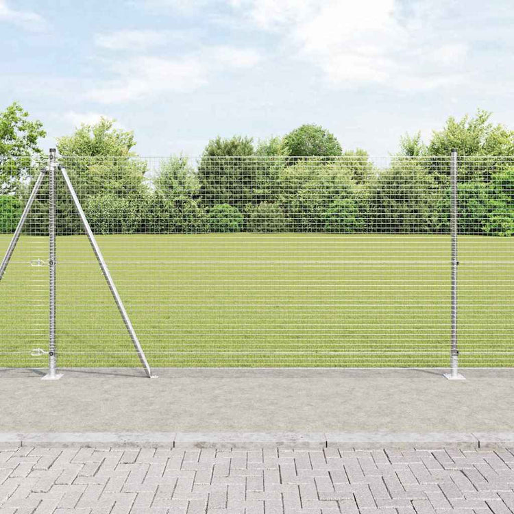 Vidaxl poteau de clôture argent 10 x 1,2 m (maille 25 x 25 mm) acier