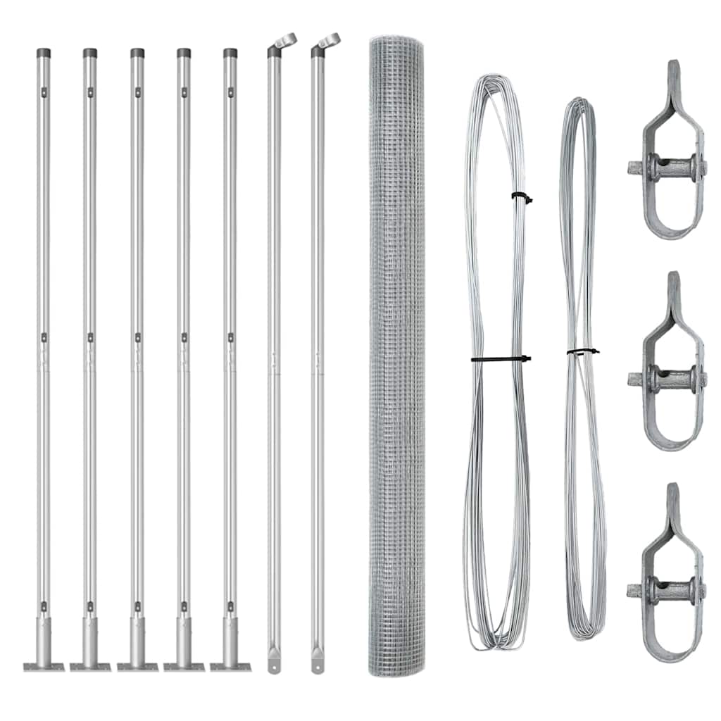 Vidaxl poteau de clôture argent 10 x 1,4 m (maille 16 x 16 mm) acier