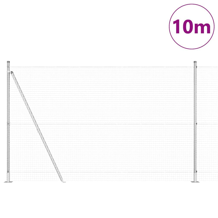 Vidaxl poteau de clôture argent 10 x 1,6 m (maille 25 x 25 mm) acier