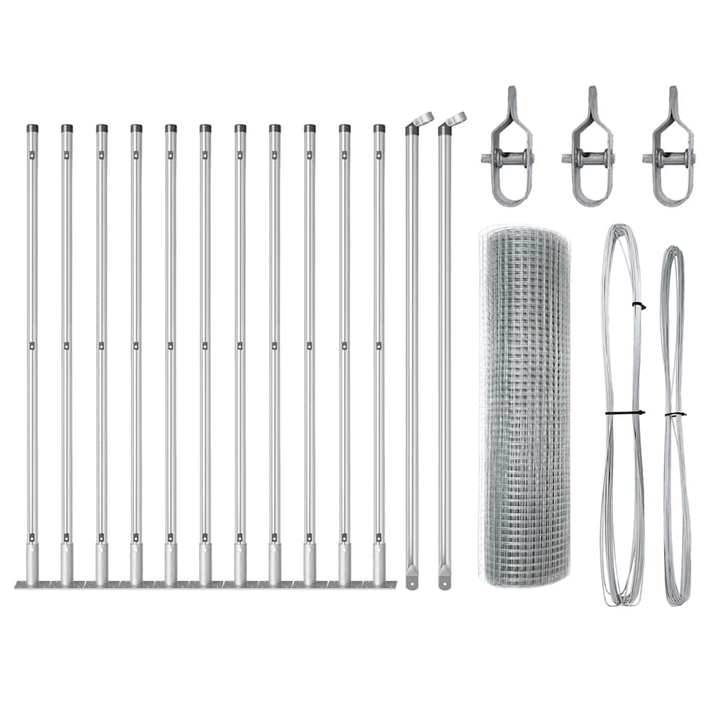 Vidaxl poteau de clôture argent 25 x 0,4 m (maille 19 x 19 mm) acier