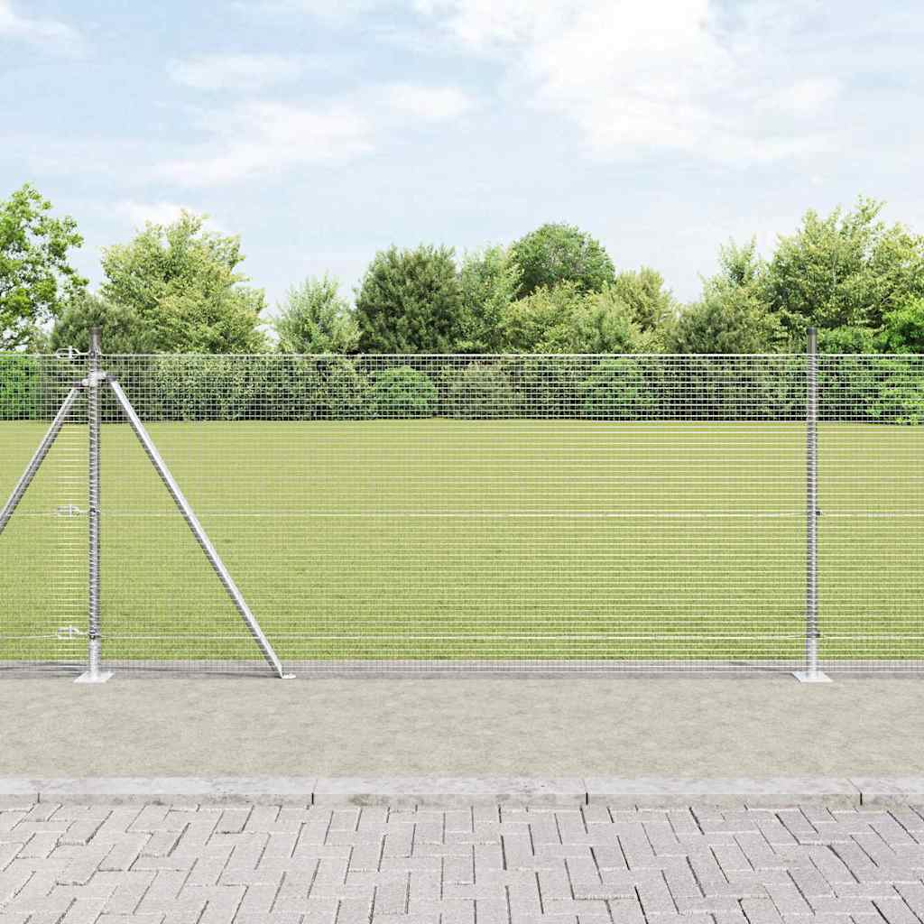 Vidaxl poteau de clôture argent 25 x 0,8 m (filet de clôture 16 x 16 mm) acier