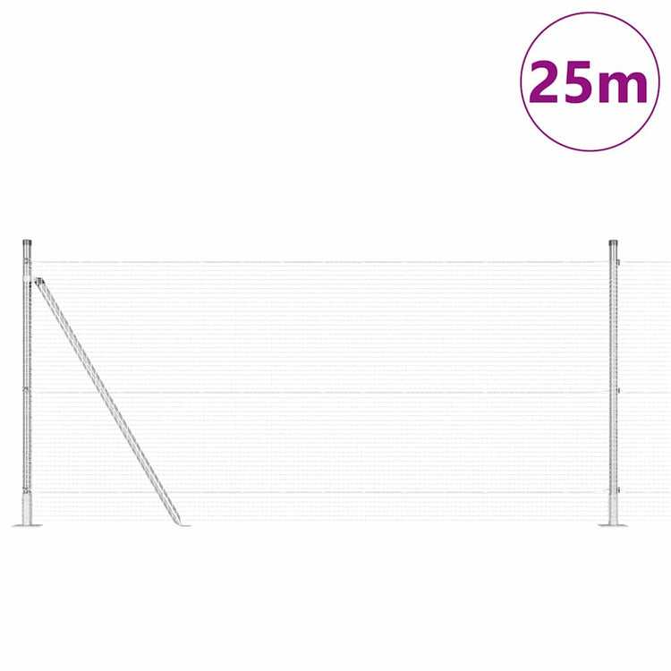Vidaxl poteau de clôture argent 25 x 1 m (maille 16 x 16 mm) acier