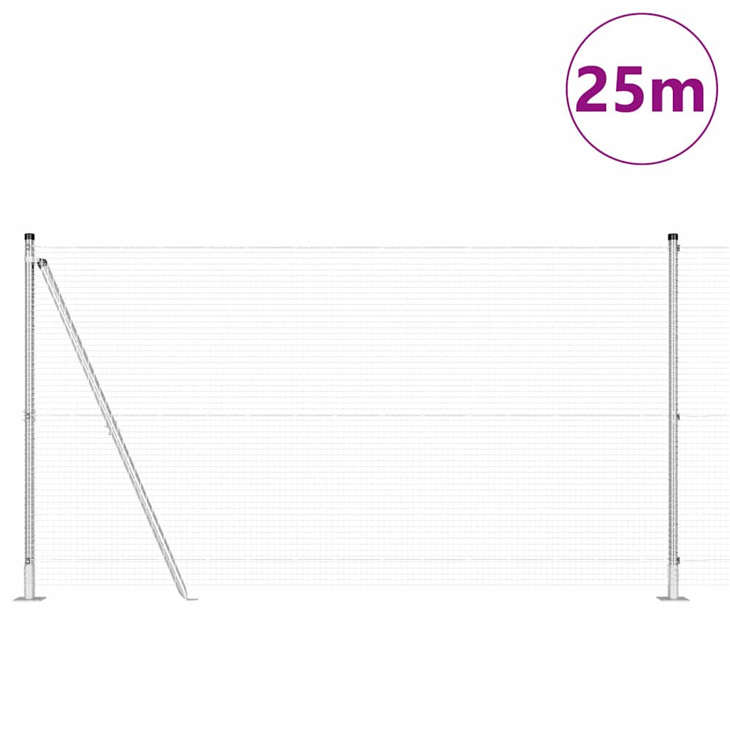 Vidaxl poteau de clôture argent 25 x 1,2 m (maille 19 x 19 mm) acier