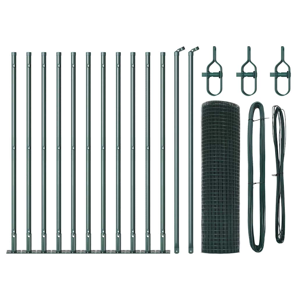 Vidaxl poteau de clôture vert 25 x 0,5 m (maille 16 x 16 mm) acier