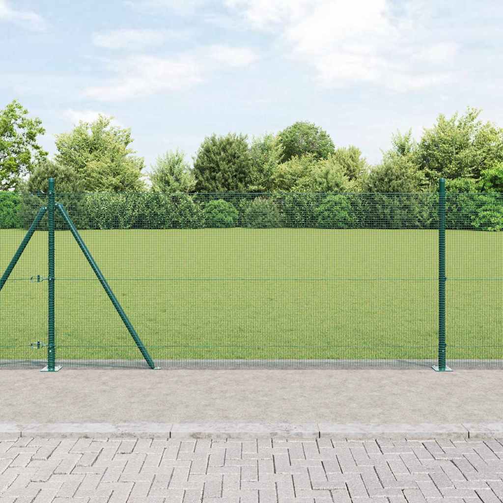 Vidaxl poteau de clôture vert 25 x 1 m (maille 12 x 12 mm) acier