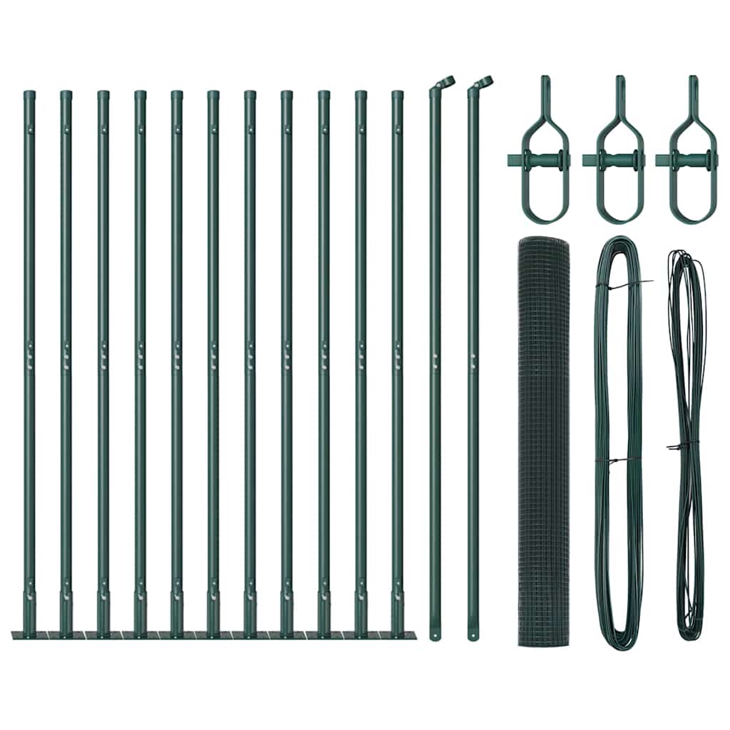 Vidaxl poteau de clôture vert 25 x 1 m (maille 25 x 25 mm) acier