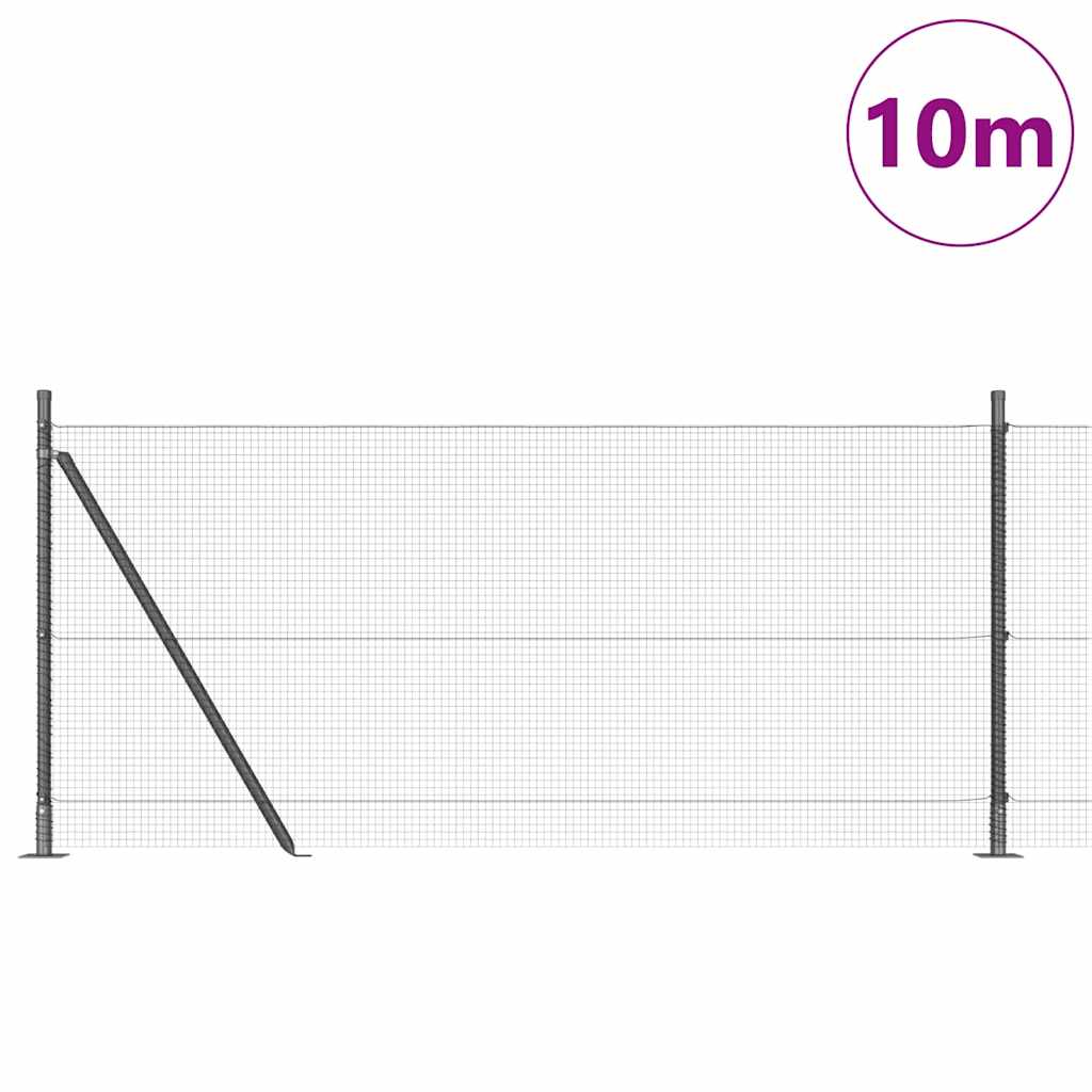 Vidaxl poteau de clôture gris 10 x 1 m (maille 16 x 16 mm) acier