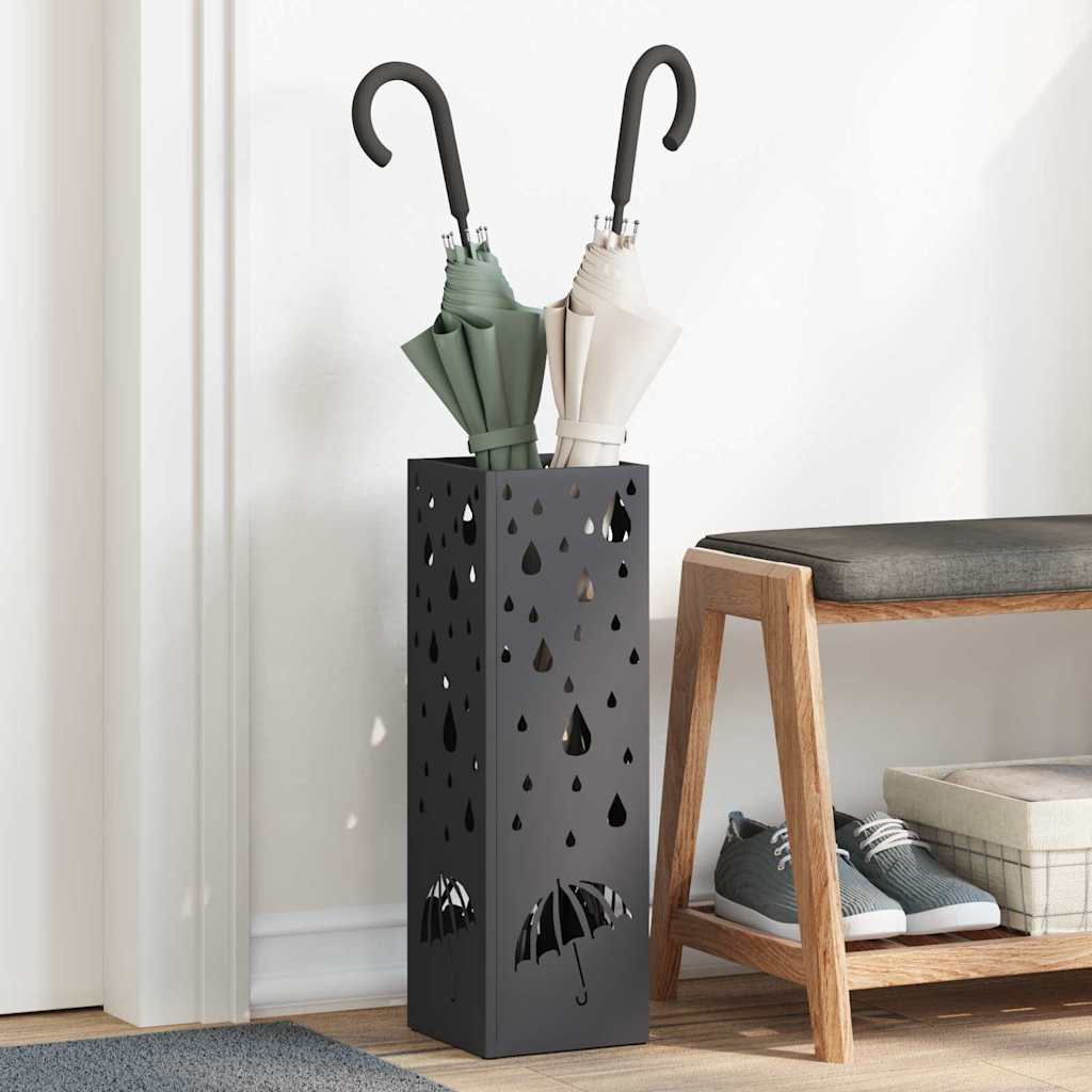 Vidaxx porte-parapluie avec rangement noir 15,5 x 15,5 x 49 cm métal